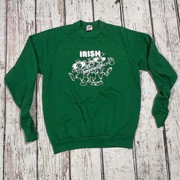 Vintage Irish Temporarily Ireland St Patricks Day 1980s Sweatshirt - Picture 1 of 4